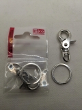 Taschenkarabiner; drehbar; Spaltring; silberfarbig
