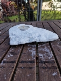 Speckstein mit Teelichtbohrung; aus Brasilien; wei; 0,75 kg