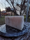 Alabaster, Scheibe, Transparent wei, 3.840 kg