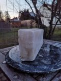 Alabaster, Scheibe, Transparent wei, 3.840 kg