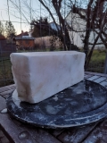 Alabaster, Scheibe, Transparent wei, 3.840 kg