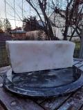 Alabaster, Scheibe, Transparent wei, 3.840 kg