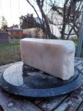 Alabaster, Scheibe, Transparent wei, 3.840 kg